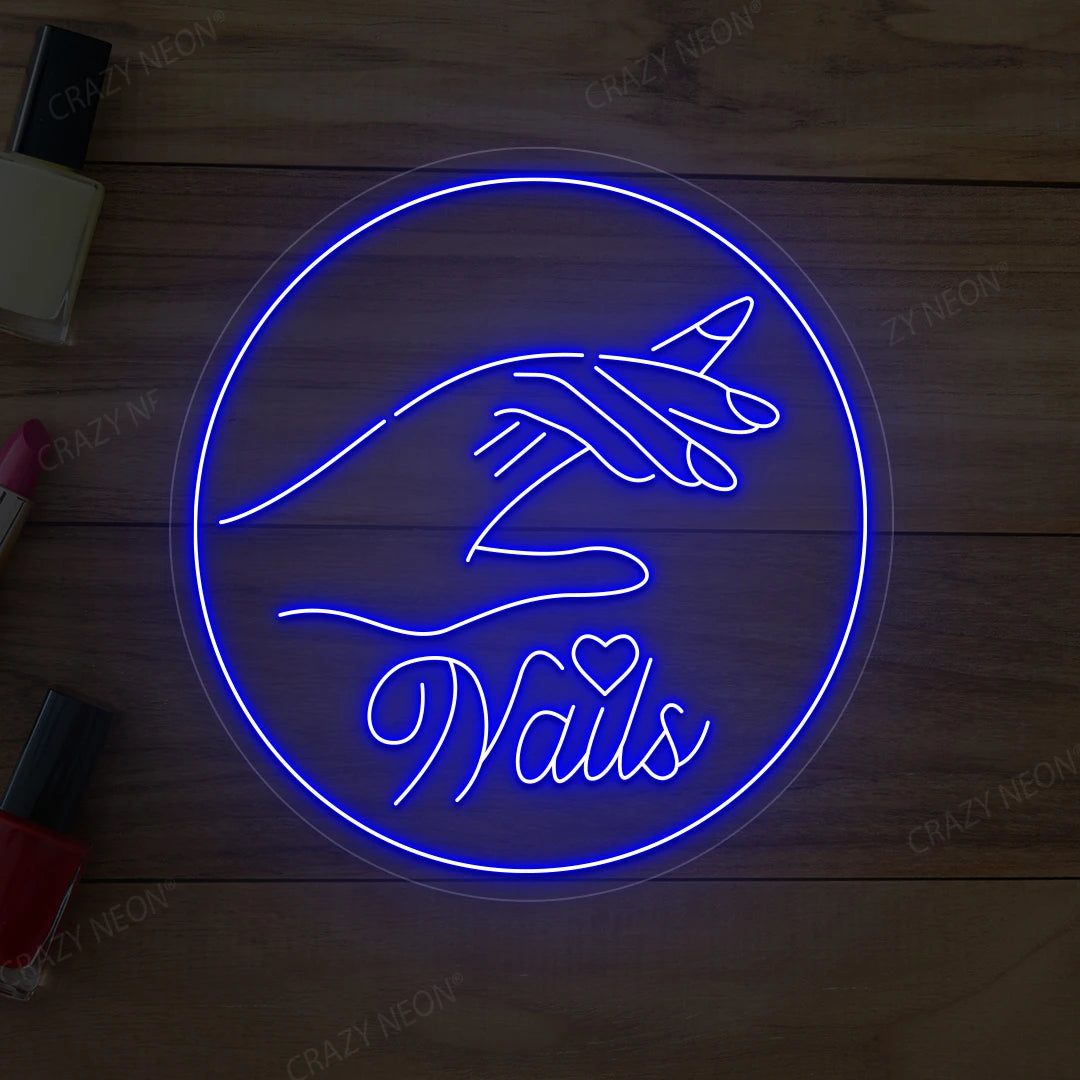 Hands with Nails Neon Sign | Blue