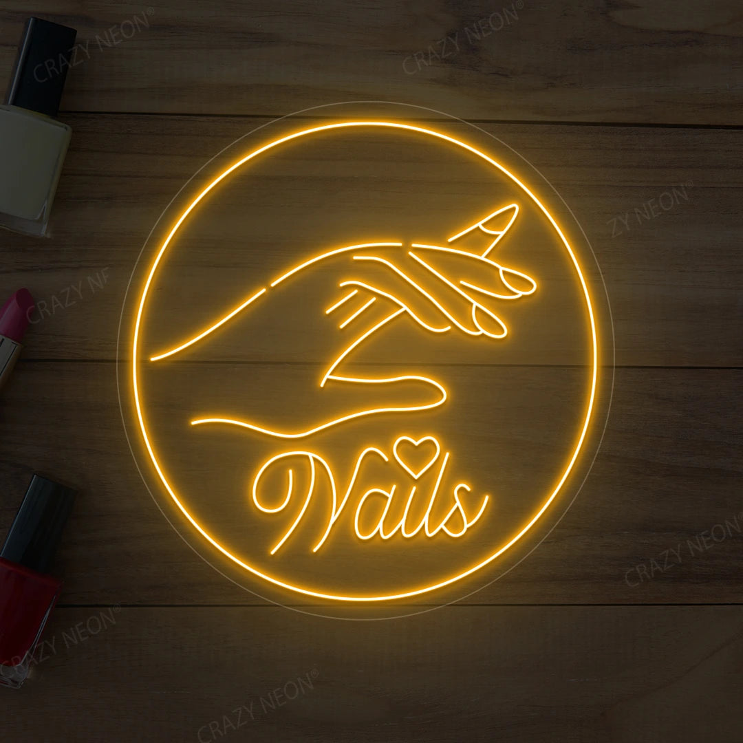 Hands with Nails Neon Sign | Orange