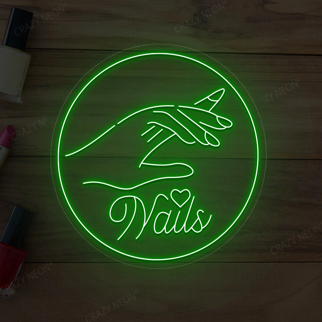 Hands with Nails Neon Sign | Green