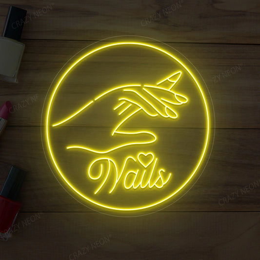 Hands with Nails Neon Sign | Yellow