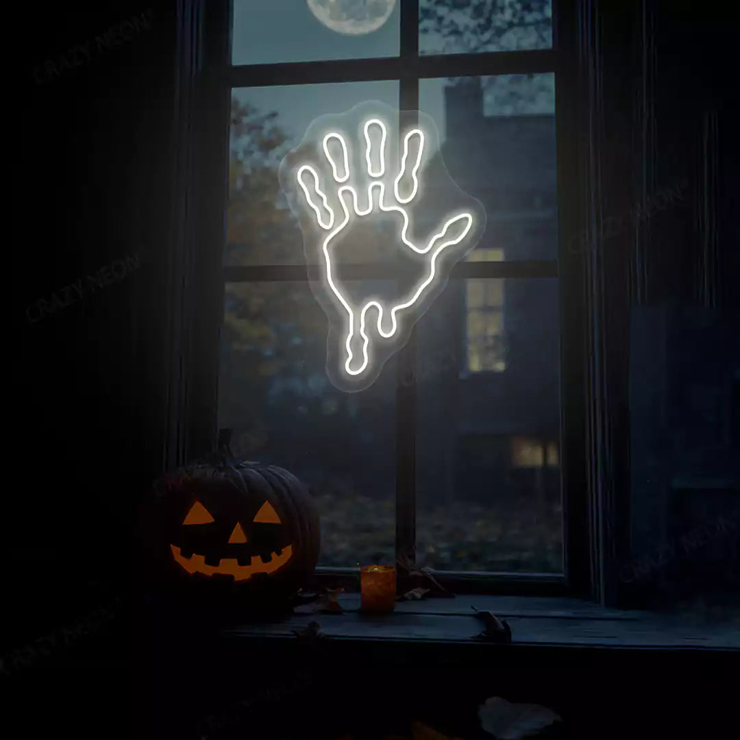 Bloody Handprint Neon Sign | Warmwhite
