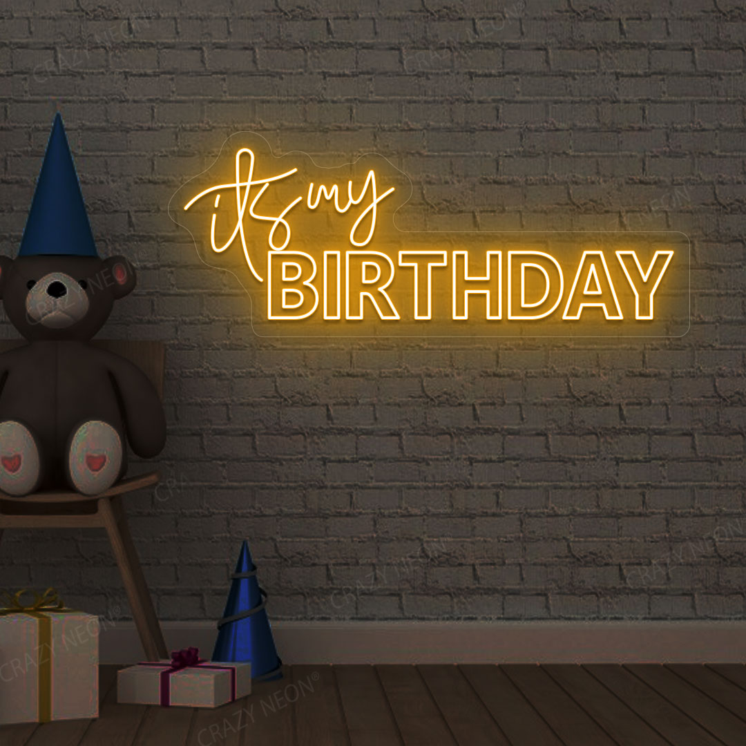 It's My Birthday Neon Light - Birthday Party Wall Art | Orange