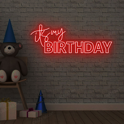 It's My Birthday Neon Light - Birthday Party Wall Art | Red