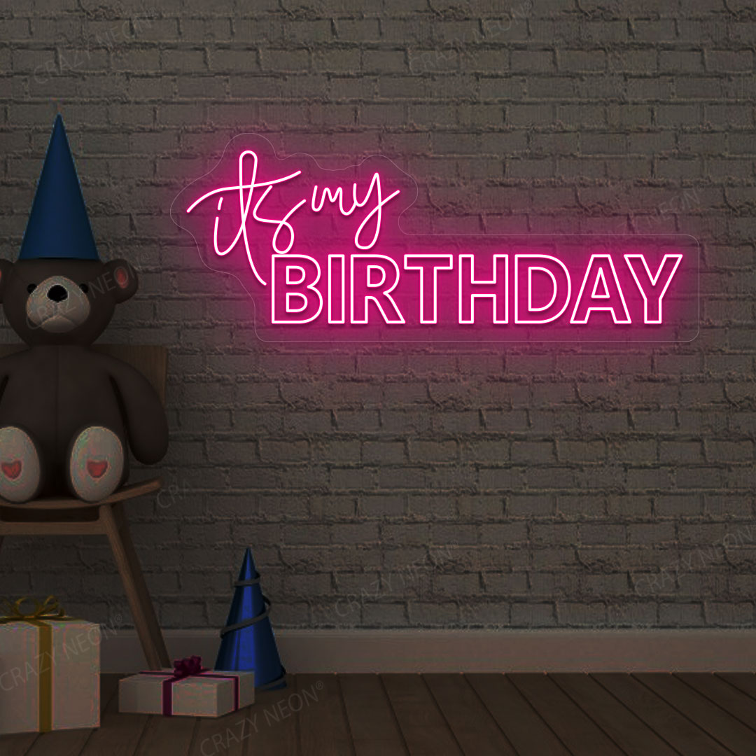 It's My Birthday Neon Light - Birthday Party Wall Art | Pink