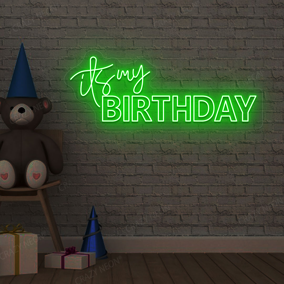 It's My Birthday Neon Light - Birthday Party Wall Art | Green