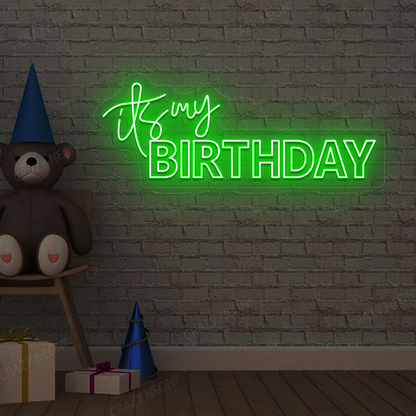 It's My Birthday Neon Light - Birthday Party Wall Art | Green
