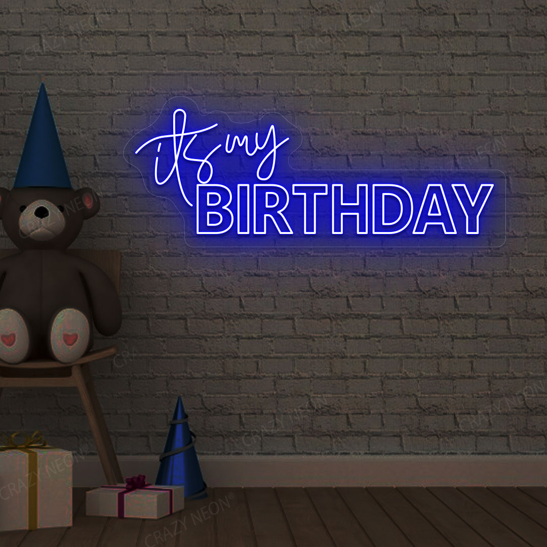 It's My Birthday Neon Light - Birthday Party Wall Art | Blue