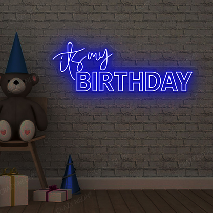 It's My Birthday Neon Light - Birthday Party Wall Art | Blue