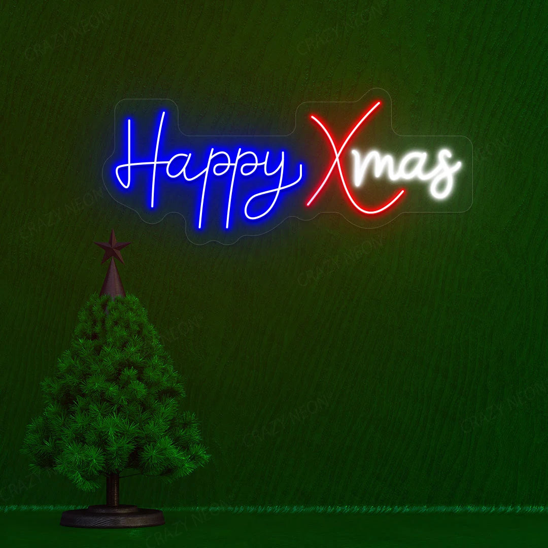 Happy Xmas Neon Sign | Blue