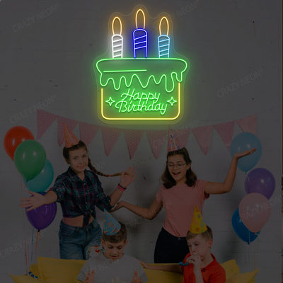 Cake Glow Happy Birthday Neon Sign | Green