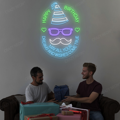Happy Birthday Neon Sign - All Dreams Wishes Come True | Green