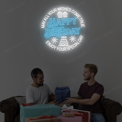 Birthday Wishes Neon Sign | Iceblue