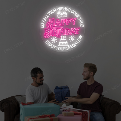 Birthday Wishes Neon Sign | Pink