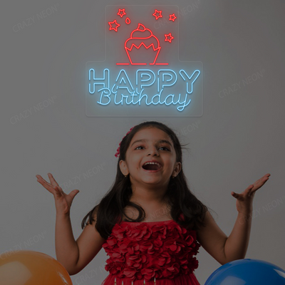 Happy Birthday With Cupcake Neon Sign | Iceblue