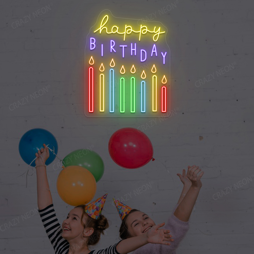 Birthday Candles Neon Sign | Purple