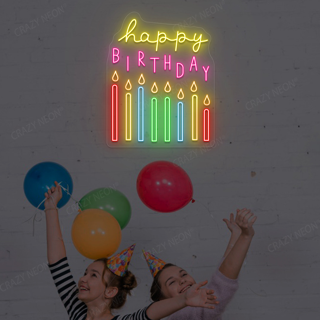Birthday Candles Neon Sign | Pink