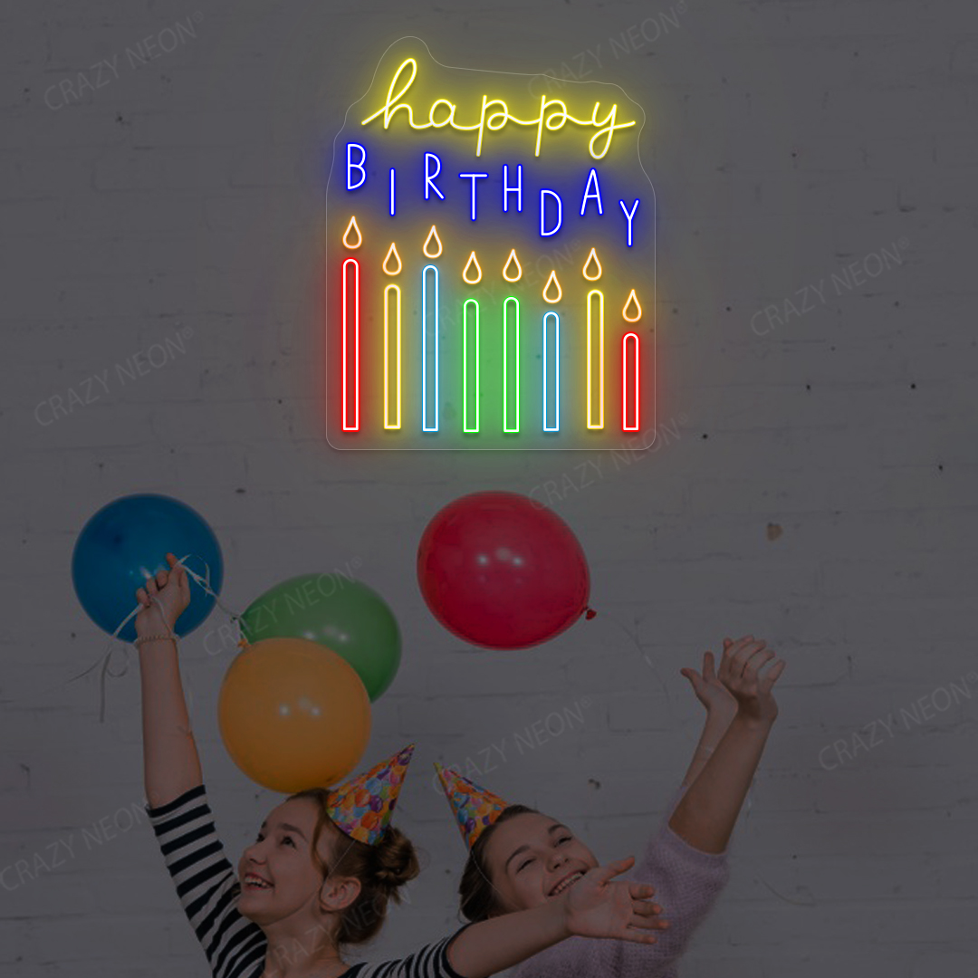 Birthday Candles Neon Sign | Blue