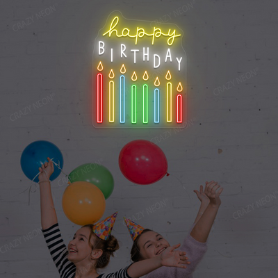 Birthday Candles Neon Sign | White