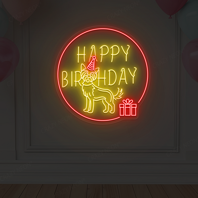 Dog Birthday Neon Sign | Yellow