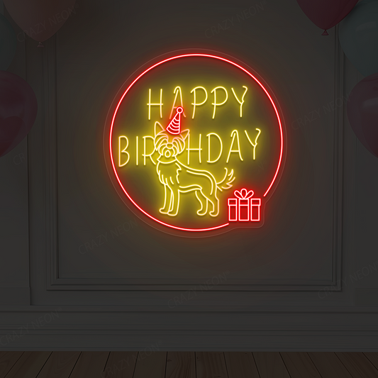 Dog Birthday Neon Sign | Yellow