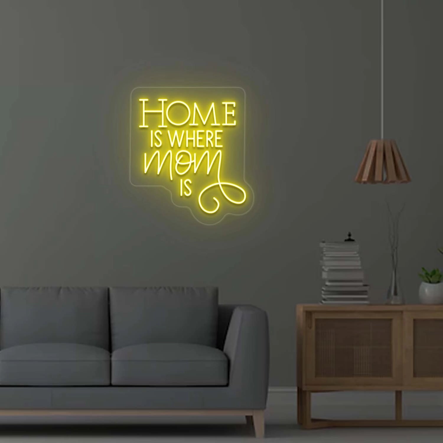 Home is where Mom is Neon Sign | Yellow 