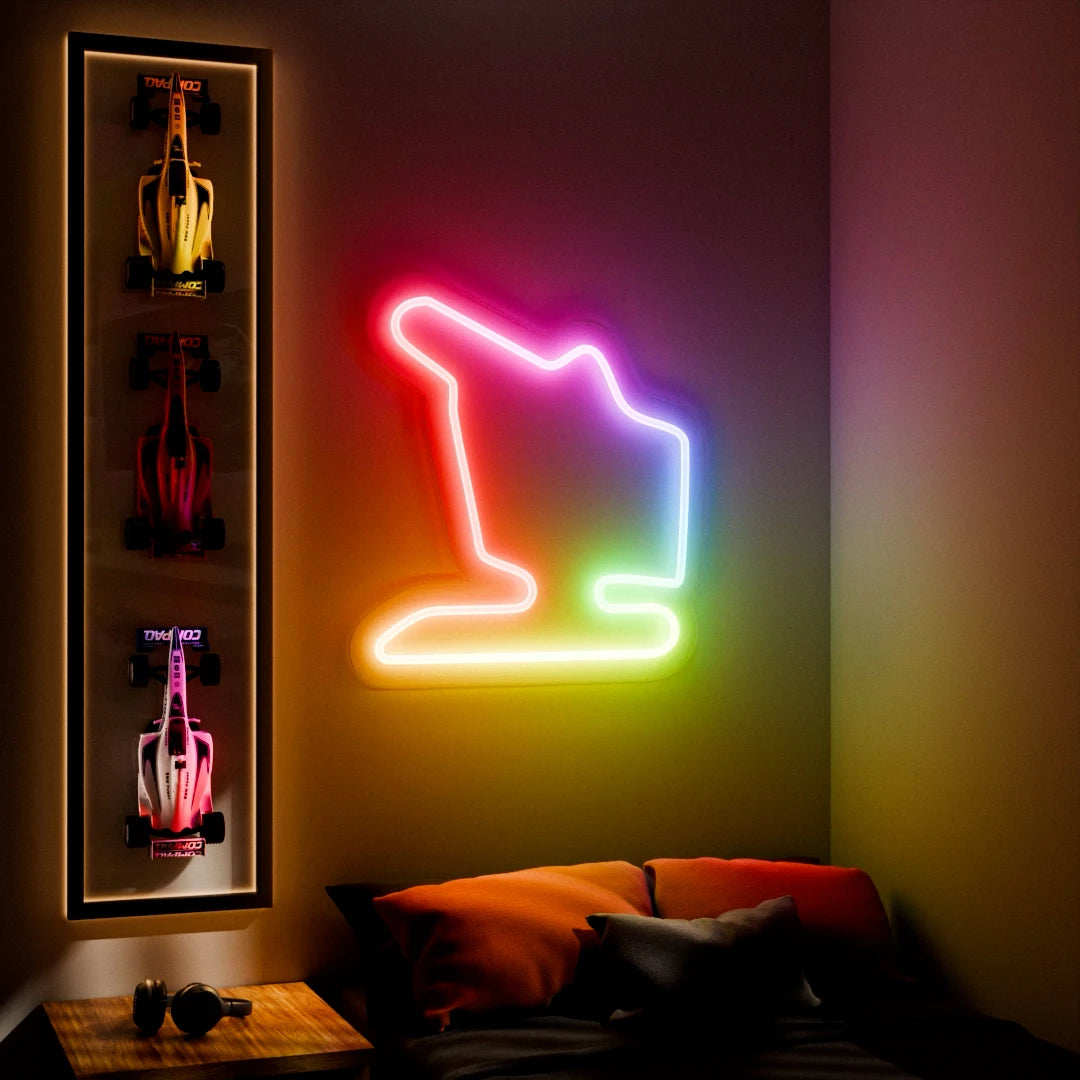 RGB Flow Hungarian Grand Prix Circuit LED neon wall sign in yellow blue and red