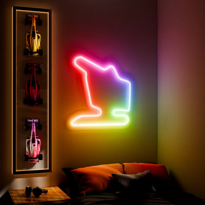 RGB Flow Hungarian Grand Prix Circuit LED neon wall sign in yellow blue and red