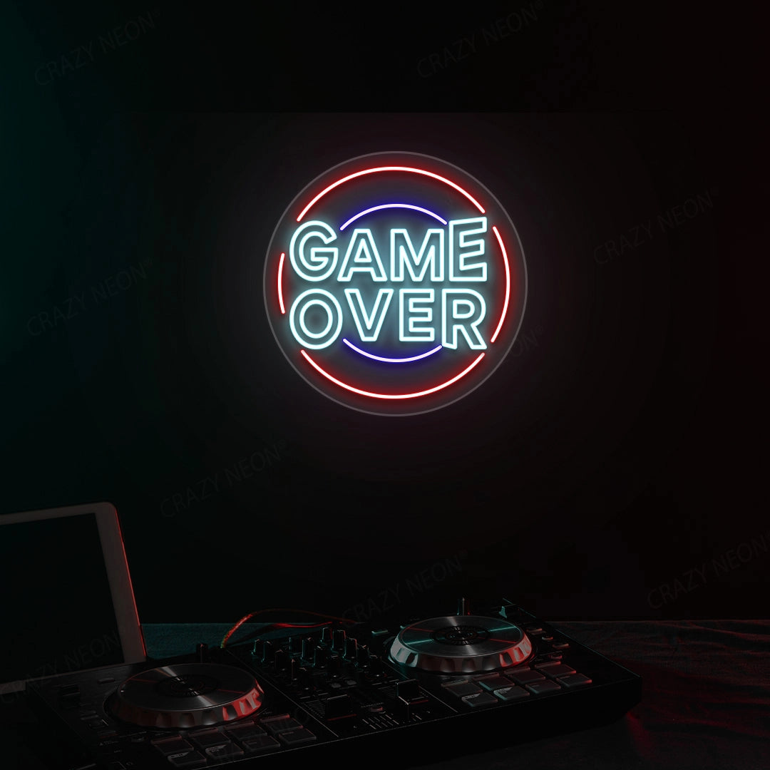 Cool Game Over Neon Sign | Iceblue