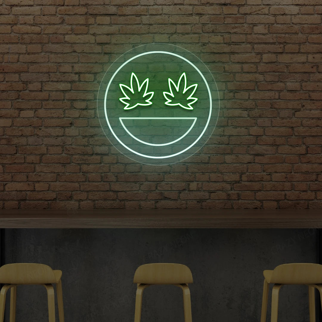 Smiley Weed Neon Sign | Iceblue