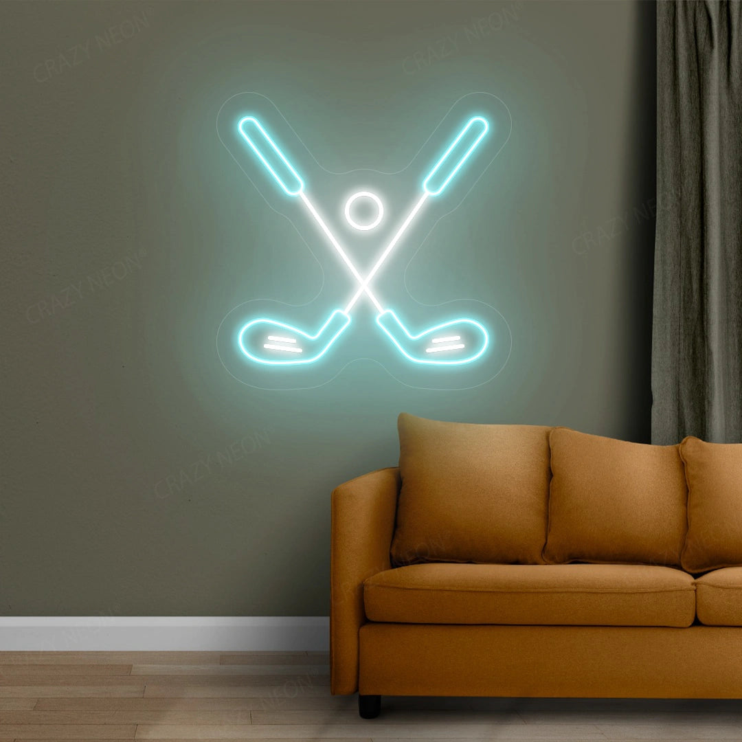 Golf Stick and Ball Neon Sign | Iceblue