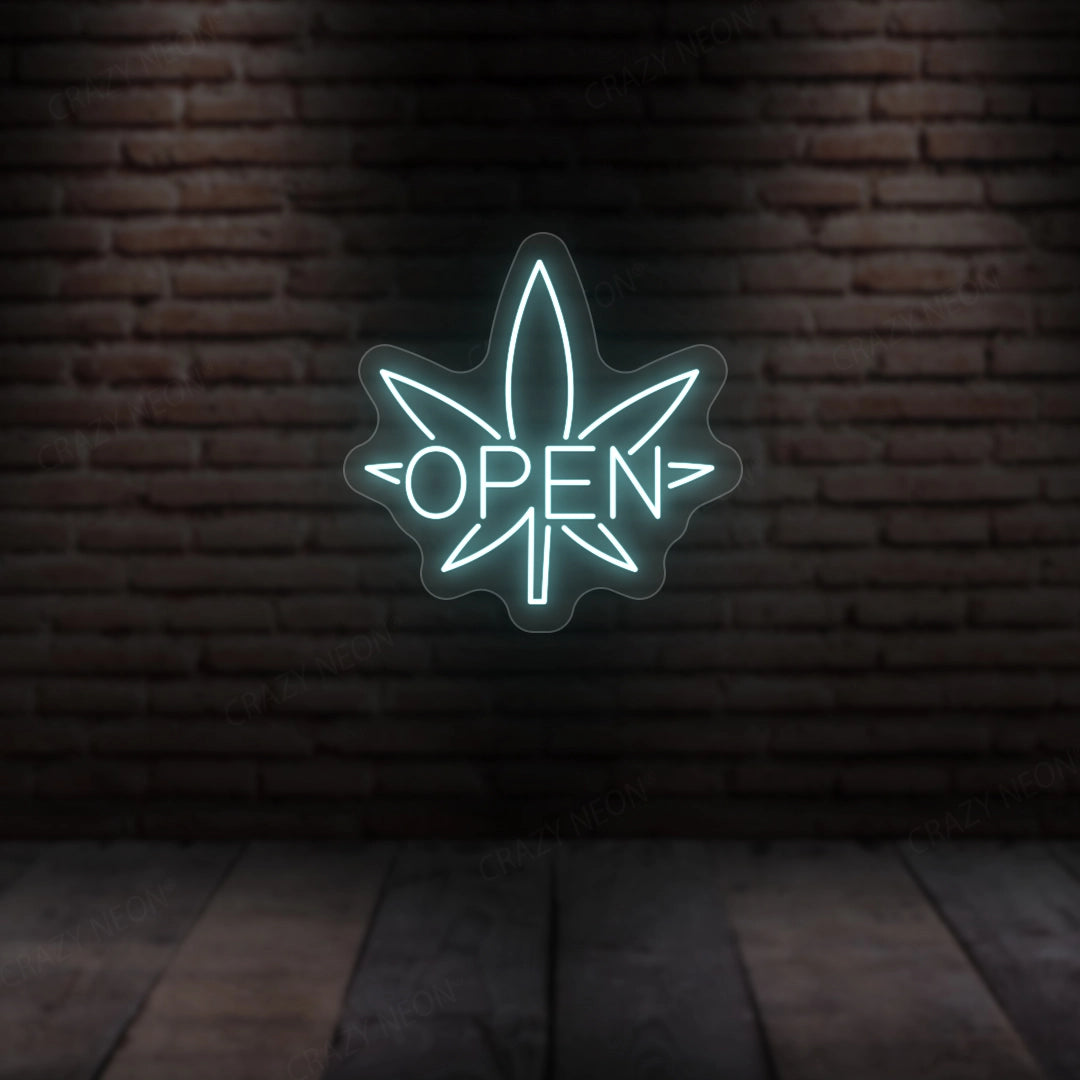 Weed Open Neon Sign | Iceblue