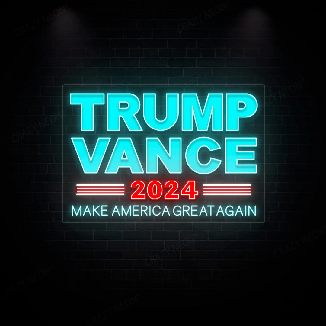 Trump Vance Political Neon Sign | Ice Blue 