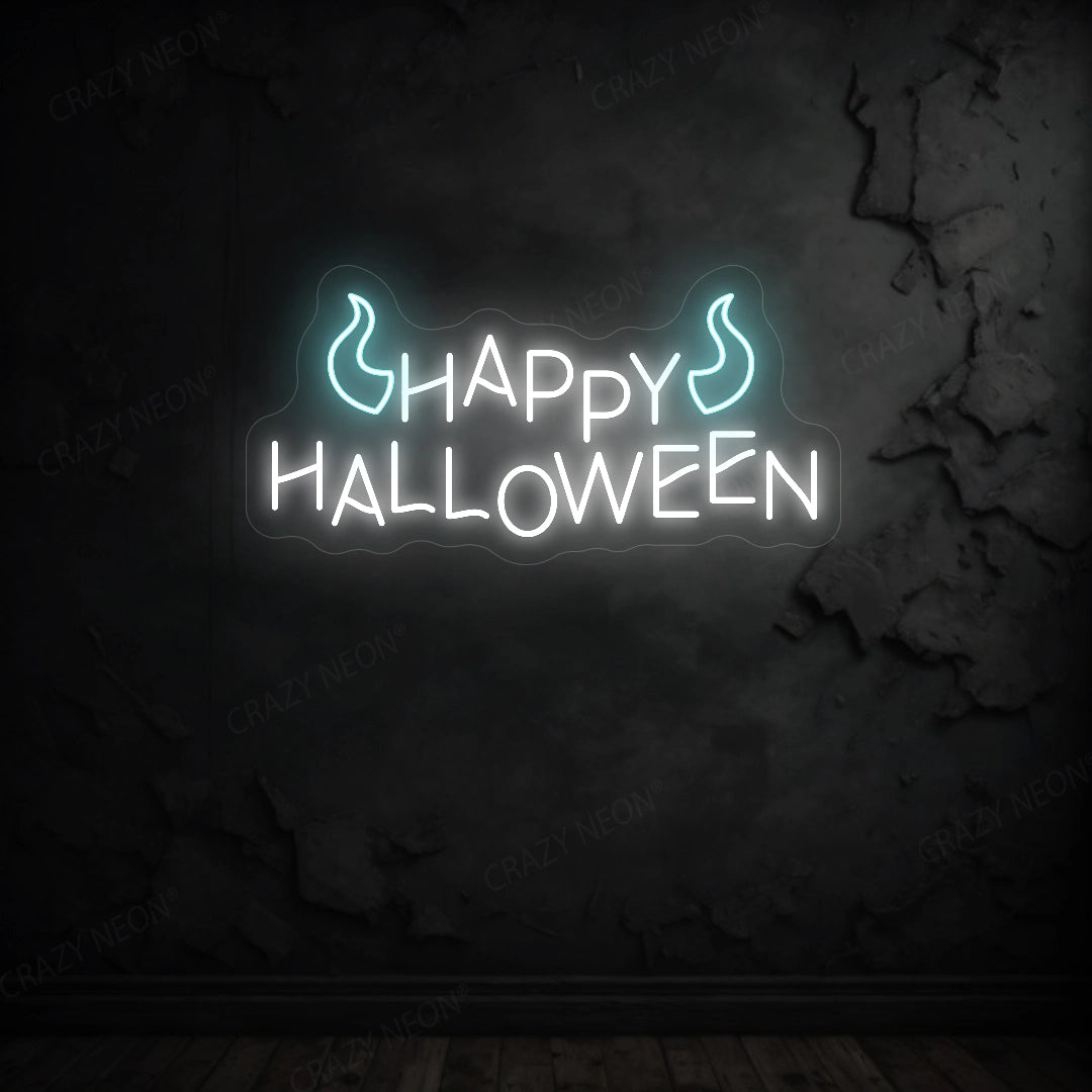 Happy Halloween Neon Sign | Ice Blue 