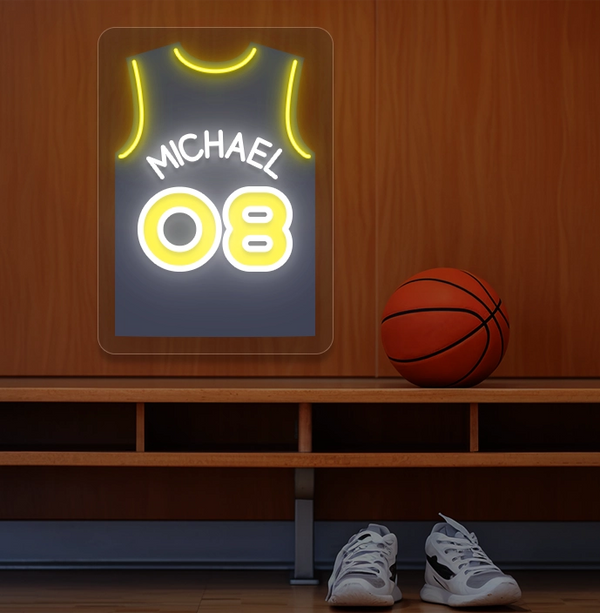 Personalized IND Jersey Basketball Neon Artwork Sign