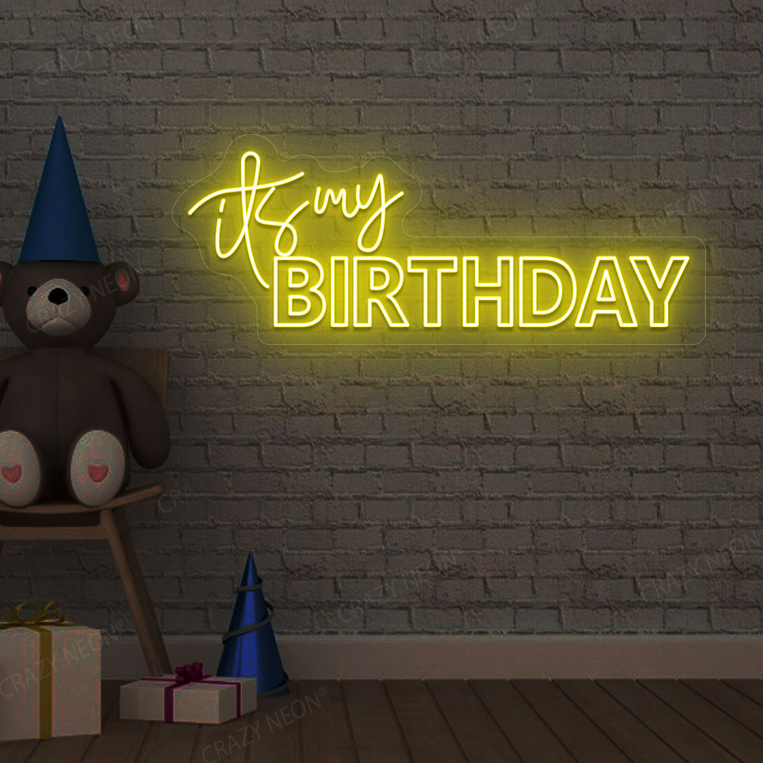 It's My Birthday Neon Light - Birthday Party Wall Art | Yellow