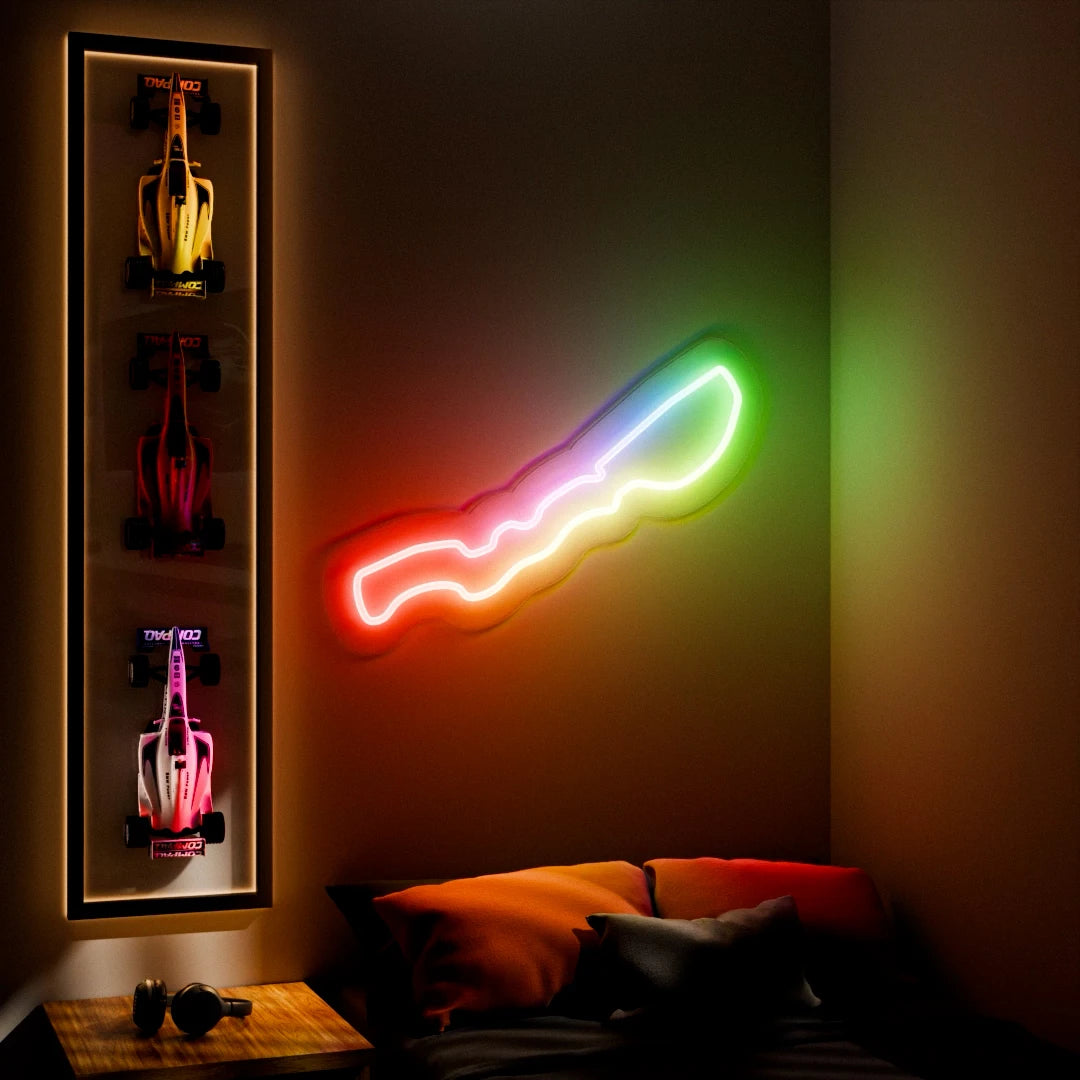 RGB Flow Jeddah Street Grand Prix Circuit LED neon wall sign in yellow red and blue