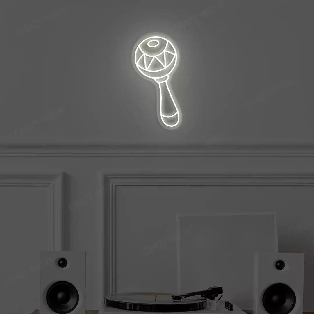 warm white maraca neon sign mounted on a wall