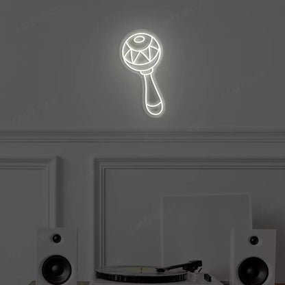 warm white maraca neon sign mounted on a wall