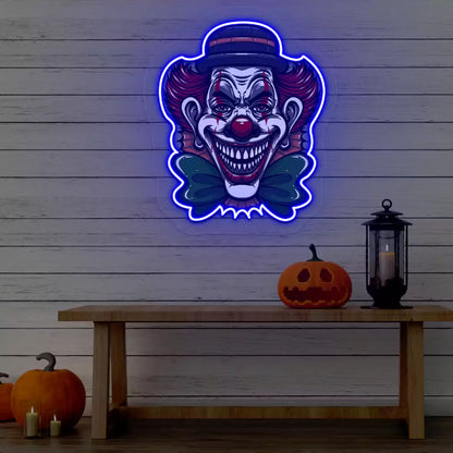 Evil Clown Neon Artwork | Blue