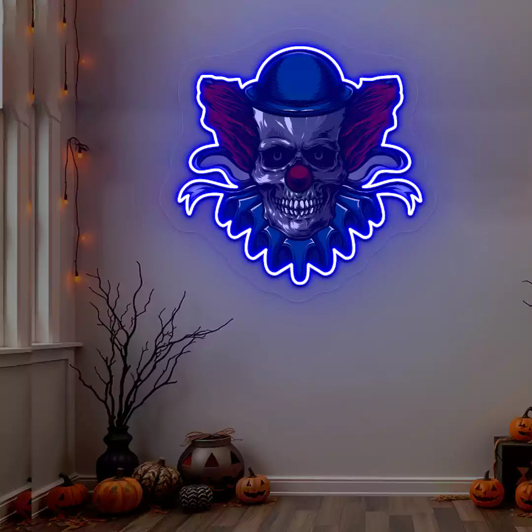 Creepy Clown Neon Artwork | Blue