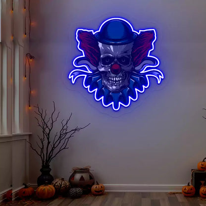Creepy Clown Neon Artwork | Blue