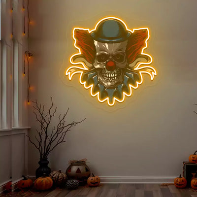Creepy Clown Neon Artwork | Orange