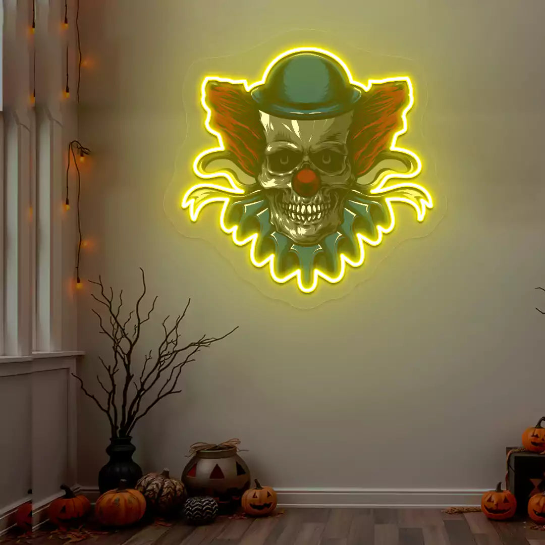 Creepy Clown Neon Artwork | Yellow