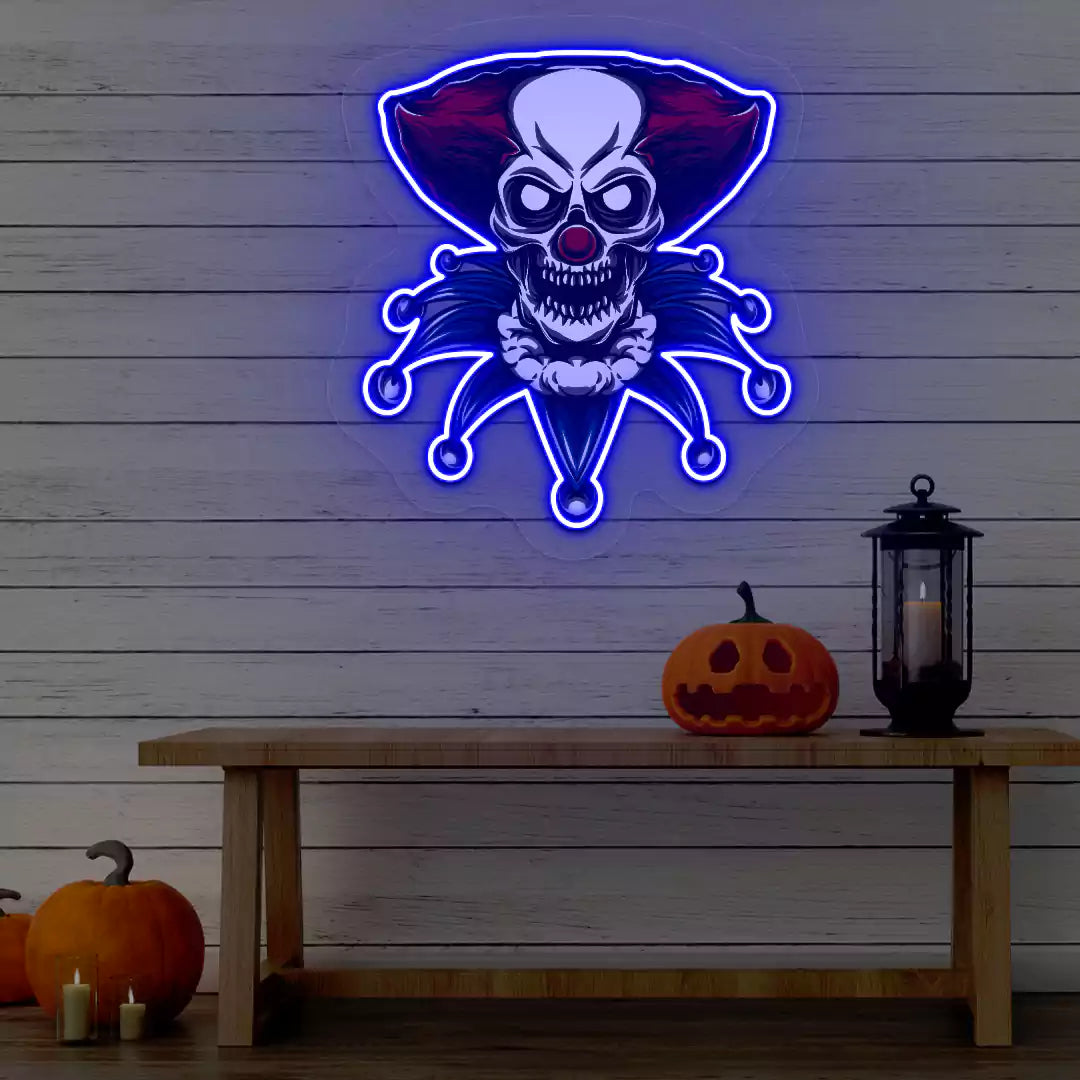 Sinister Jester Neon Artwork | Blue