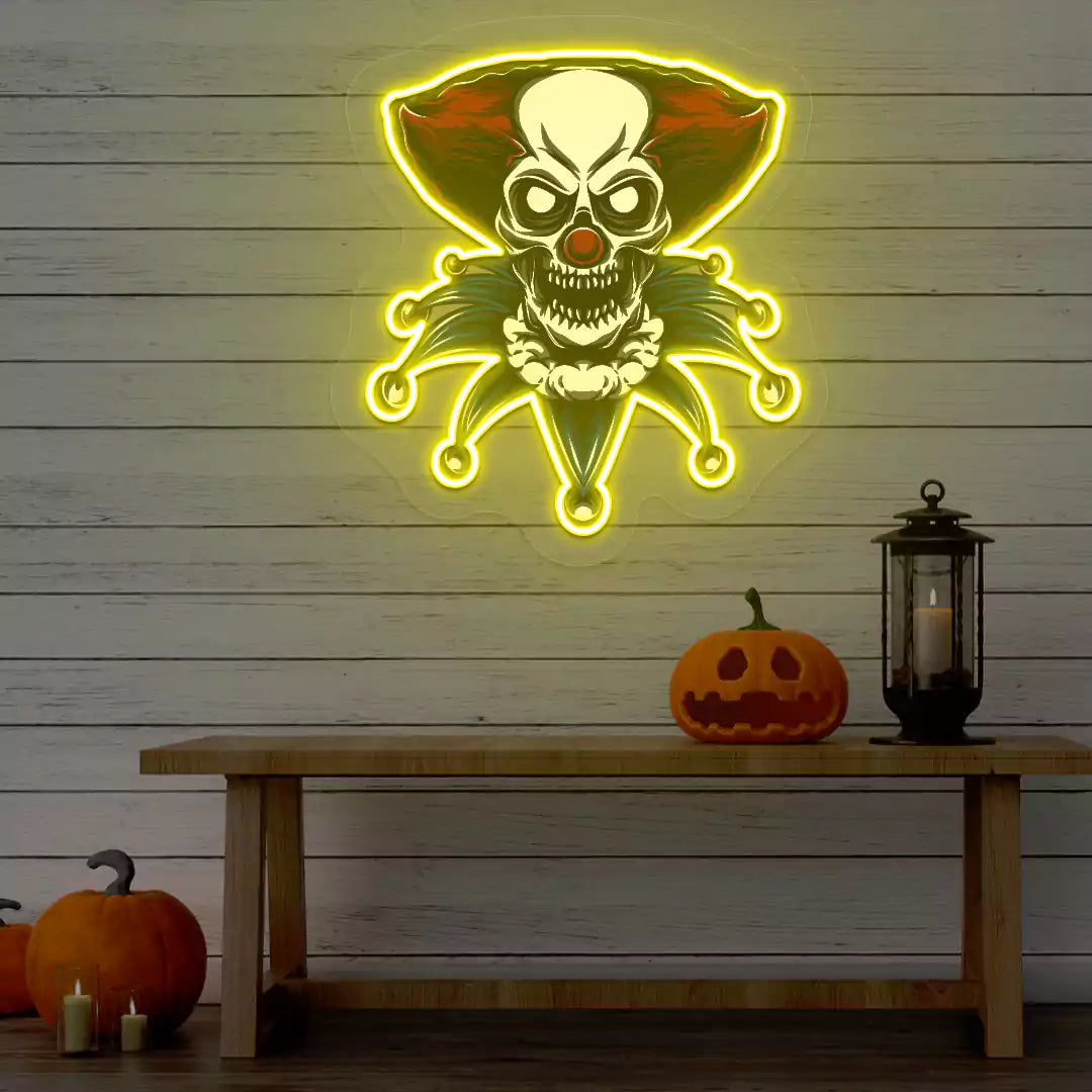 Sinister Jester Neon Artwork | Yellow