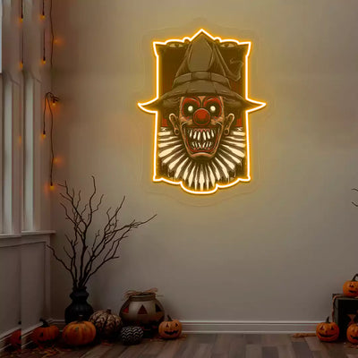 Haunted Clown Neon Artwork | Orange