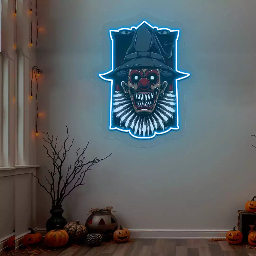 Haunted Clown Neon Artwork | Iceblue
