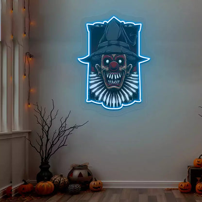 Haunted Clown Neon Artwork | Iceblue