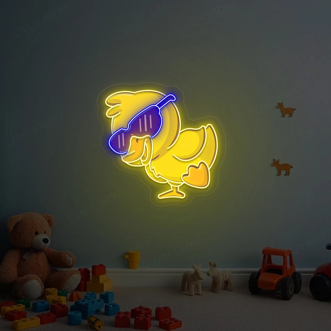 Jolly Duck Jumping Artwork Neon Sign