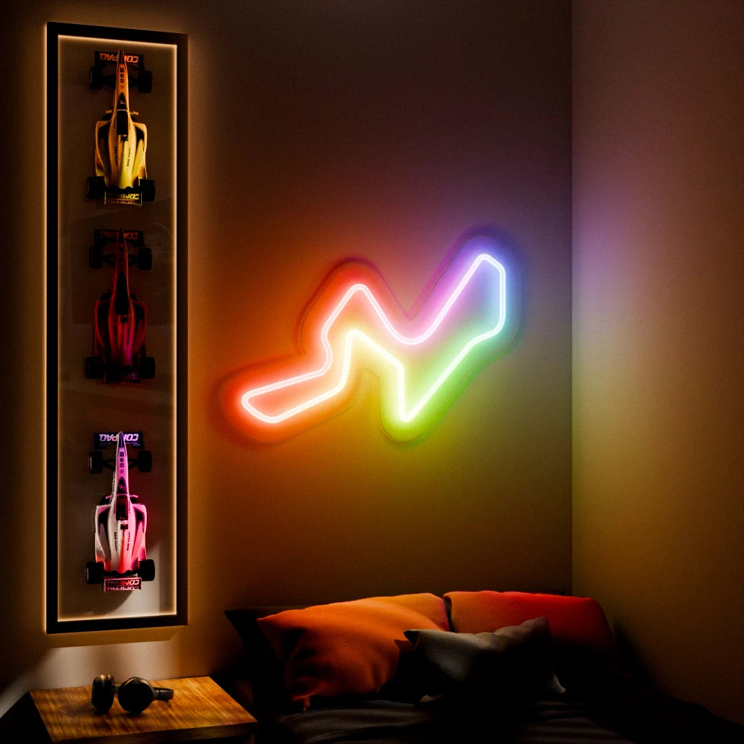 RGB Flow Kyalami Grand Prix Circuit LED neon wall sign in yellow red and blue
